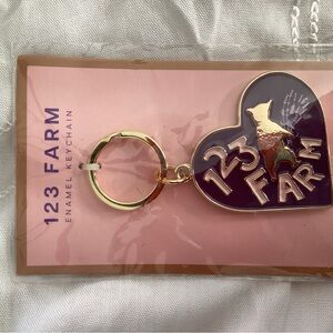 123 FARM Enamel Heart Keychain - Purple and Gold